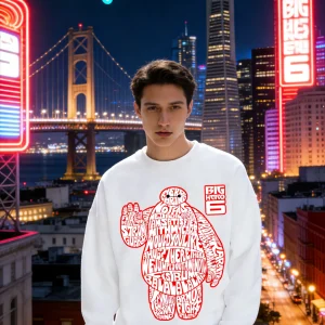 The 2026 Autumn/winter Disney Hero 6 Printed Round-neck Hoodie Is A Casual Cotton, Warm and Loose Jacket for Both Men and Women